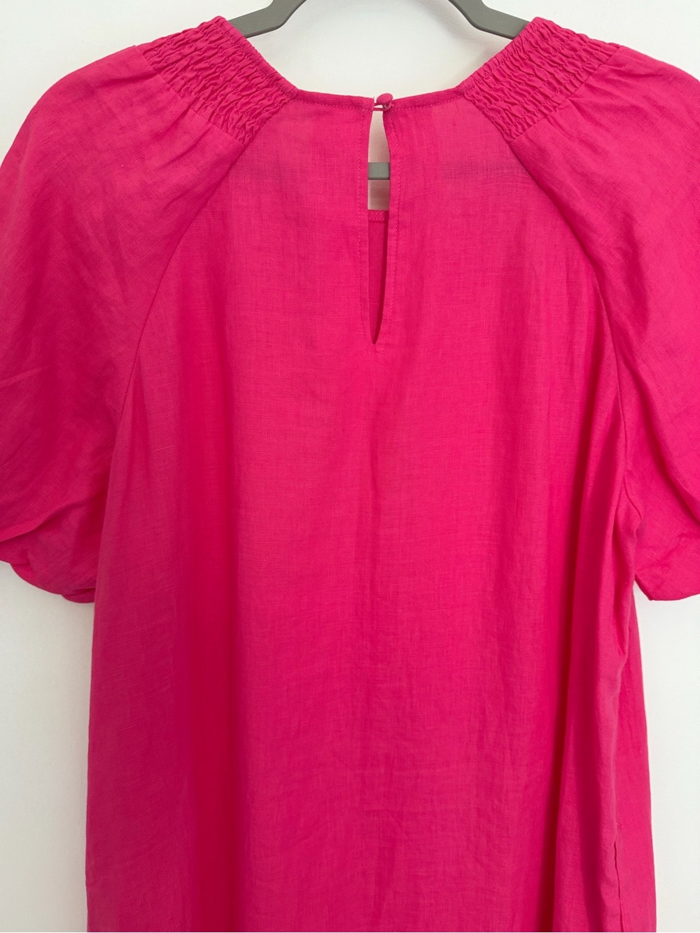 Boden 100% Linen Hot Pink Puff Short Sleeve Mini Dress 14 Long - Picture 11 of 17